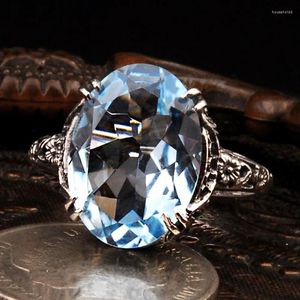Cluster anneaux de luxe grand zircon en cristal pour femmes bijoux de fête de doigt les dames classiques dames