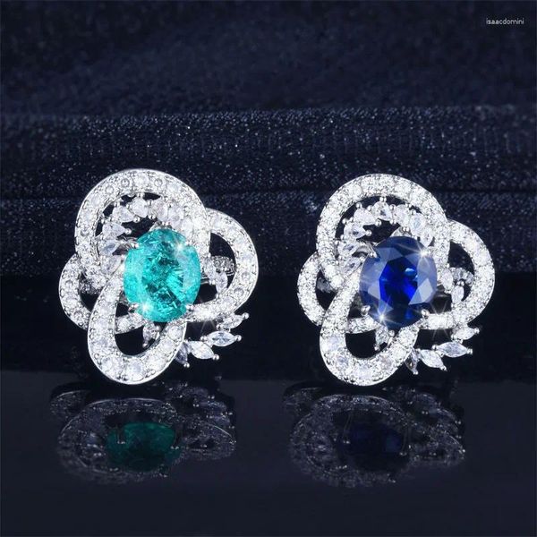 Anillos de racimo de lujo palaiba zafiro azul anillo verde para las mujeres moda redimensionable retro elegante accesorio de joyería regalo de compromiso de boda