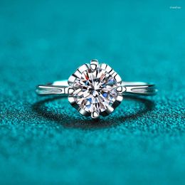 Cluster anneaux de luxe platine PT950 Femme Moissanite Diamond Ring Love Flower Brace Tails Hundred for Girlfriends Wedding Jewelry