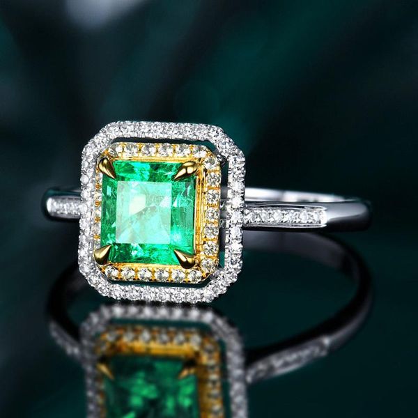 Bagues de cluster Luxe Princesse Vert Cristal Emerald Gemstones Diamants Pour Femmes Or Blanc Argent Couleur Bague Bijoux Bijoux Cadeau De Fête