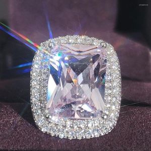Clusterringen Luxe prinses S925 Sterling Silver Designer Engagement Ring For Women Lady Anniversary Gift Jewelry Bulk Sell Kerstmis