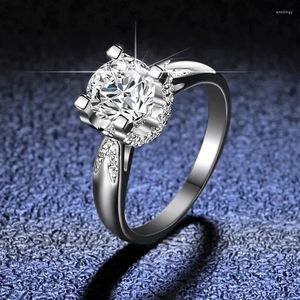 Cluster anneaux de luxe PT950 Platinum Ring GRA Certified 1CT Moissanite for Women Engagement Promise Band de mariage Fine Jewelry
