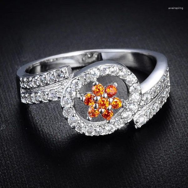 Anillos de racimo de lujo puro 925 joyería de plata esterlina CZ Cubic Zirconia Compromiso de boda Proveedor nupcial