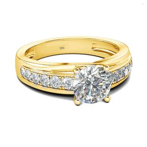 Clusterringen luxe echt 1 d kleur moissanite bruiloft voor vrouwen goud 925 sterling zilveren sieraden topkwaliteit