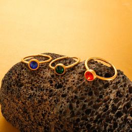 Clusterringen Luxe glanzend kristal voor vrouwelijke mannen roestvrij staal open ring 12 geboortesteen sieraden accessoires geschenk verstelbaar