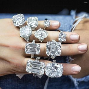 Bagues de grappe Déclaration de luxe Promesse 925 Sterling Silver Simulé Diamant Bague De Fiançailles De Mariage Pour Les Femmes Fine Jewelry Wholesale