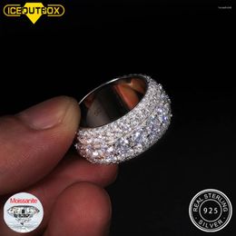 Anillos de racimo de lujo VVS1 3 filas de 11 mm de ancho Anillo de moissanita en S925 Plata Hip Hop Joyería Pave Configuración con certificado Regalo de joyería fina