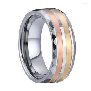 Cluster Rings Luxe trouwring 14K Rose Gold Ring For Men Tungsten Anillo Hombre Anel Masculino Bague Homme