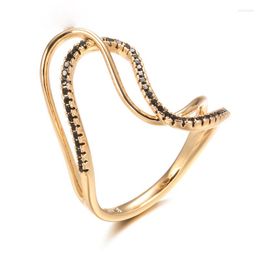 Clusterringen Luxe trouwring voor vrouwen Elegant Real 18K Rose Gold Originele sieraden Oostenrijkse kristallen Anillos de Para Mujer Oro 18 K