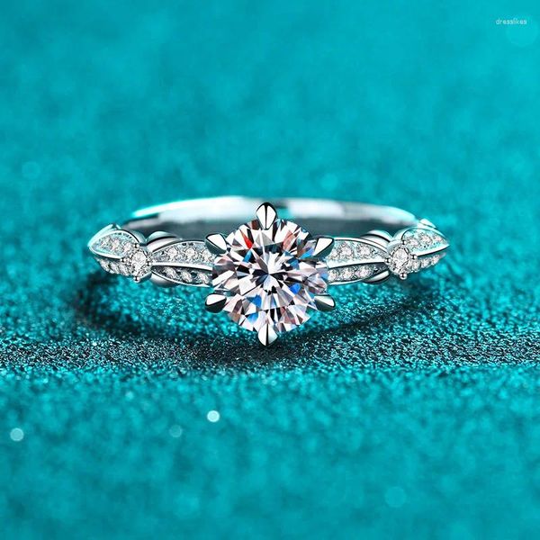 Anillos de racimo anillo de mujer de lujo propuesta de joyería fina de 18k lado de piedra principal o regalo de regalo de moda