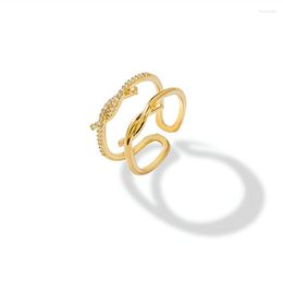 Cluster Ringen Luxe Zirkoon Open Twin Knoop Ring Creative Crystal Twist Vrienden Paar Memorial Day Vrouwen Geschenken