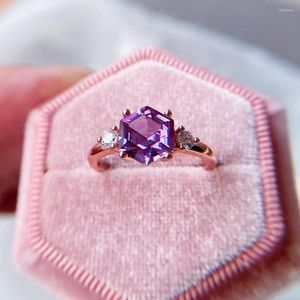 Cluster ringen Luxyimagic zeshoekige edelsteen voor vrouwen Solid 925 Sterling Silver 3 Stones Wedding Engagement Sieraden
