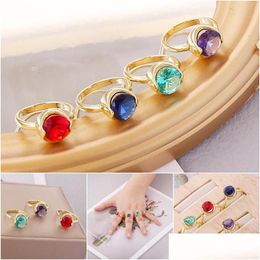 Bagues de cluster Ly Facettes Cuivre Incrusté Zircon Bague Mticolor Ouverture Réglable Simple Mode Design Bijoux Pour Femmes Drop Livraison J Dhwin