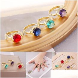 Bagues de cluster Ly Facettes Cuivre Incrusté Zircon Bague Mticolor Ouverture Réglable Simple Mode Design Bijoux Pour Femmes Drop Livraison J Dhefa