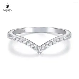Anillos de racimo m-jaja mitad eternity moissanite anillo curva de boda 925 plata esterlina 1.2 mm de laboratorio diamante para mujeres d joyería de color