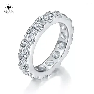 Cluster anneaux M-jaja Moisanite Ring Original 925 Sterling Silver 4mm D Color Eternity Wedding Bands For Women Couple Promise Jewelry