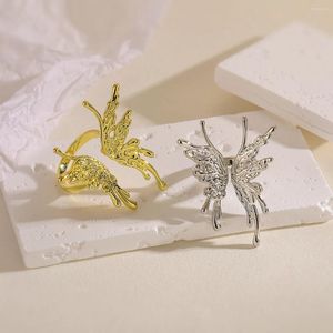 Anillos de racimo Mafisar Diseño único Oro / Plata Color Mariposa Moda abierta Exagerar Mujeres Accesorios de joyería al por mayor