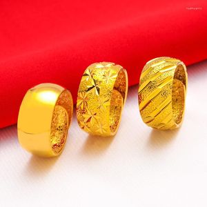 Bagues de Grappe Mâle Large 12mm Grande Ouverture de Bague Réglable 24K Véritable Plaqué Or 999 18K Étoiles Meteor Shower Glow Bijoux pour Hommes