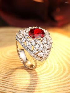 Clusterringen Fabrikant Ruby Stone Prijs Lab Grown Sieraden Kroon Luxe Design Zilveren Ring voor dagelijks gebruik