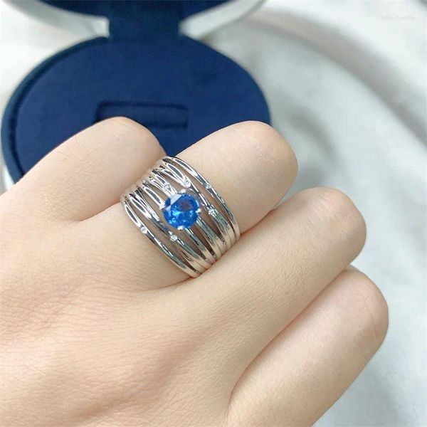 Anillos de racimo Mauboussin Sky Blue Topaz Ring Mujeres Genuino 925 Reloj de plata Piedra preciosa coreana Piedra de nacimiento Niñas Regalo Joyería al por mayor