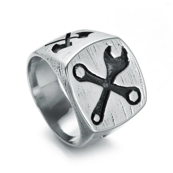 Anillos de racimo Megin D Punk Simple Hiphop Personalidad Llave Acero inoxidable para hombres Mujeres Pareja Amigo Diseño de moda Joyería de regalo