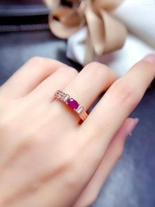 Cluster Ringen MeiBaPJ 4mm 6mm Natuurlijke Brandende Ruby Edelsteen Mode Ring Voor Vrouwen Echt 925 Sterling Zilveren Fijne bruiloft Sieraden