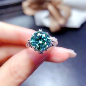 Cluster Ringen MeiBaPJ 5 S 11mm Grote Groene Moissanite Edelsteen Diamanten Bloem Ring Voor Mannen 925 Sterling Zilveren Fijne bruiloft Sieraden