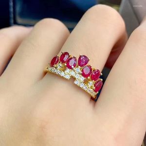 Cluster Ringen MeiBaPJ Natuurlijke Brandende Duif Bloed Ruby Edelsteen Mode Kraai Ring Voor Vrouwen Echt 925 Sterling Zilveren Fijne Sieraden