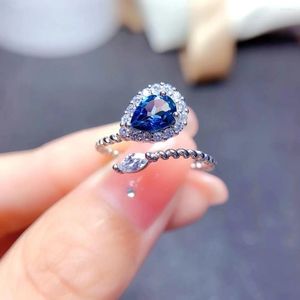 Cluster Rings Meibapj Natural Emerald/Tanzanite/Ruby Fashion Water Drop Ring For Women Real 925 Sterling Silver Charm Fine Wedding Sieraden