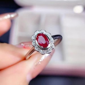 Cluster Ringen MeiBAPJ Natuurlijke Oude Brandende Ruby Edelsteen Mode Ring Voor Vrouwen Real 925 Sterling Zilveren Fijne Bruiloft Sieraden