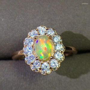 Bagues de cluster MeiBaPJ Natural Opal Gemstone Bague de mode pour femmes réel 925 Sterling Silver Charm Fine Bijoux