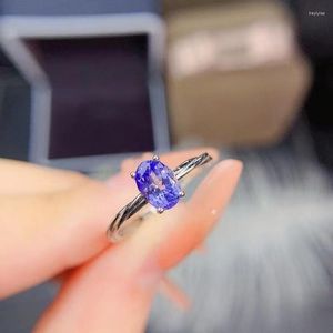 Bagues de grappe MeiBaPJ pierre précieuse de Tanzanite naturelle bague de mode Simple pour les femmes 925 bijoux de mariage en argent Sterling