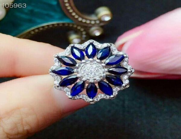 Cluster Anneaux Meibapj Sri Lanka Natural Royal Blue Blue High Purity Sapphiree Gemstone Ring For Women Real 925 Sterling Silver Fine Wed4404752