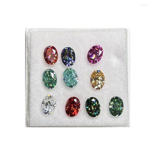Bagues de cluster Meisidian Oval Cut 5x7mm 1 couleur fantaisie Moissanite Loose Diamond Gemstone