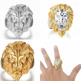 Cluster ringen heren modering dominant leeuw dieren rock hiphop sieraden goud kleurcadeau