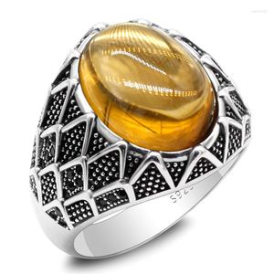 Cluster ringen heren sieraden S925 Sterling Silver Ring Set met geel kristallen stenen high-end mode voor dagelijkse slijtage