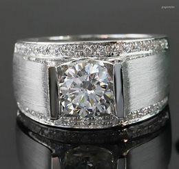 Cluster ringen heren echt solide 925 sterling zilveren bruiloft sieraden luxe 1.2ct geboortestone 5a cz ring voor jongen cadeau maat 8-10
