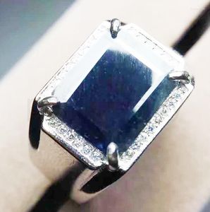 Cluster ringen herenring natuurlijke saffier real 925 Sterling Silver 6.3ct Gemstone #SB18083108