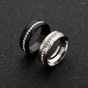 Cluster ringen heren titanium stalen ring voor mannen paar kubieke zirconia huwelijksverjaardag mode sieraden groothandel drop