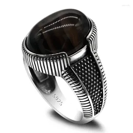 Cluster Ringen Mannen Agaat Ring 925 Sterling Zilver Vintage Grote Ovale Natutal Steen Turkse Handgemaakte Antieke Sieraden Mannelijke Gift