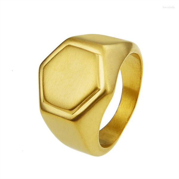 Anillos de racimo para hombre, anillo hexagonal dorado mate, acero inoxidable 316L, Color negro, joyería Simple geométrica para mujer, gota