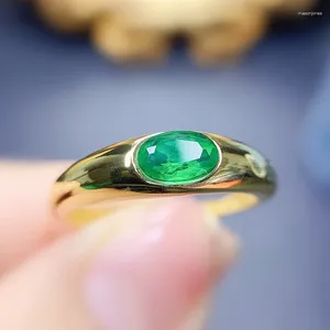 Cluster Ringen Mannen Ring Natuurlijke Echte Groene Smaragd 4 6mm 0.5ct Edelsteen 925 Sterling Zilveren Fijne Sieraden J238115