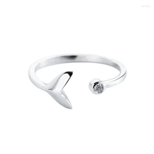 Anneaux de cluster Mermaid Tears Bague S925 Sterling Argent Baleine Dolphin Tail Ins