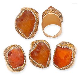 Cluster Ringen Micro Inlay Rode Agaat Open Ring Voor Vrouwen Meisjes Handgemaakte Onregelmatige Chip Stenen Vinger Sieraden Party Huwelijksgeschenken