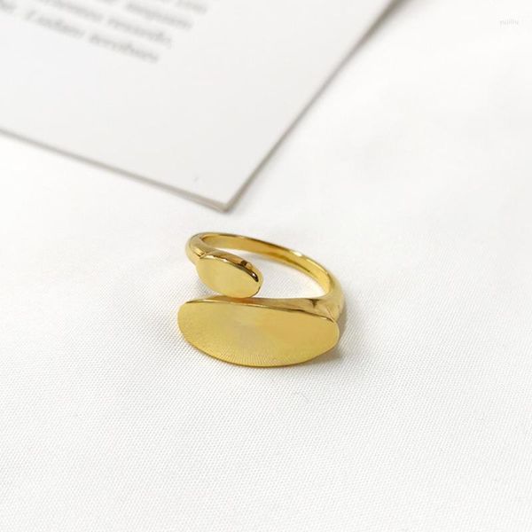 Anillos de racimo minimalista brillante metal liso plano grueso para mujeres creativo ajustable abierto estilo francia joyería de dedo regalo