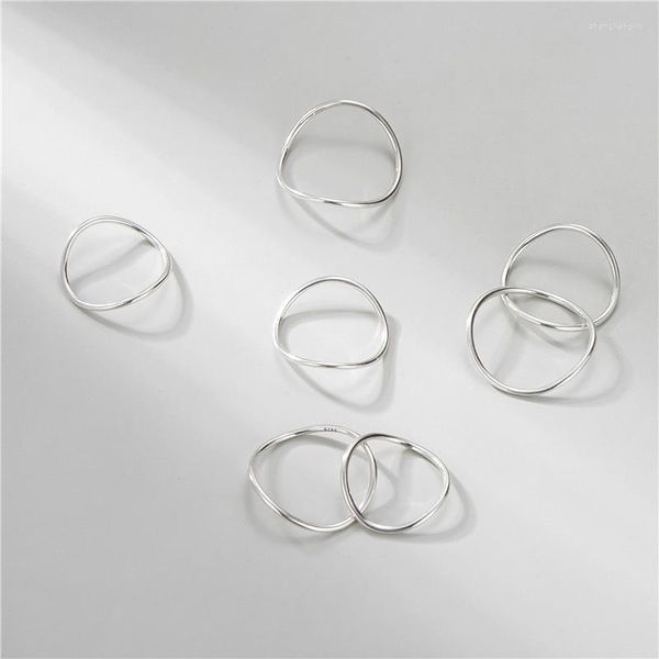 Anillos de racimo minimalista Real 925 plata esterlina líneas curvas anillo mujeres joyería fina mujer 2023 tendencia accesorios de dedo