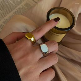 Clusterringen Minimalistische vierkante platte vlakke ring voor vrouwen Signet Dome Dikke trendy vinger sieraden Accessoires Drop Bijoux femme