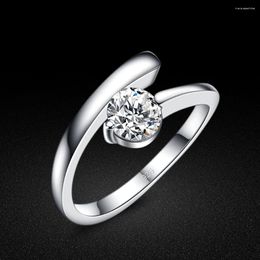 Bagues de cluster minimaliste femmes pur 925 bague en argent OL style cubique zircon incrusté queue solide bijoux de mariage cadeau