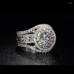 Cluster Ringen MIQIAO Wit Vergulde Luxe Volledige Zirkoon Ronde Crystal 2 Vintage Voor Vrouwen Bruiloft Engagement Paar Gift sieraden