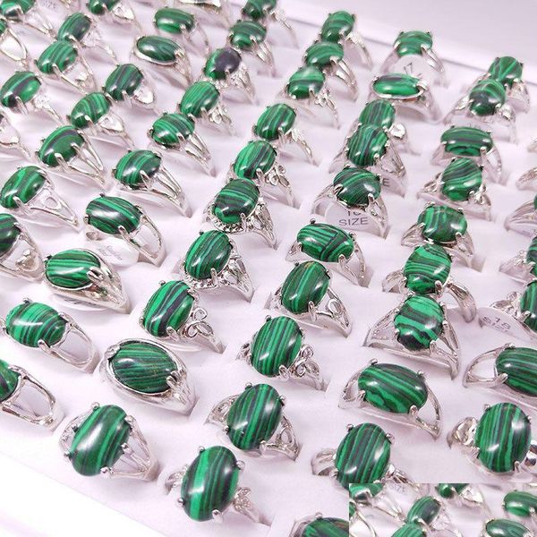 Cluster Rings Mix Styles Ovale Malachite Pierre Femmes Vert Synthétique Perle Bague Partie Drop Delivery Bijoux Dhgarden Dhbdb